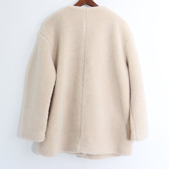 & Other Stories Faux Shearling Coat Light Beige Cream Wool Teddy Size Small - Picture 9 of 16
